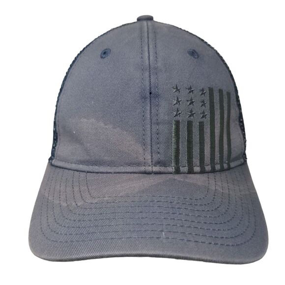 USA Flag Embroidered Snapback Trucker Hat Blue One Size Embroidered Mesh Back - Picture 1 of 8